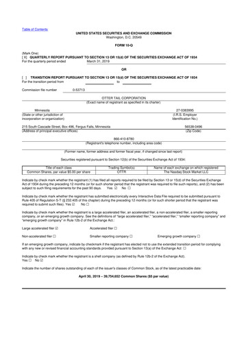 Thumbnail Otter Tail 10-Q Quarterly Report FY2019 