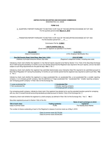 Thumbnail 1-800-Flowers.com, Inc.
 10-Q Quarterly Report FY2019 