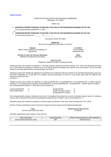 Thumbnail Perspective Therapeutics 10-Q Quarterly Report FY2019 
