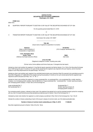 Miniature TSS, Inc. 10-Q Rapport trimestriel 2019 