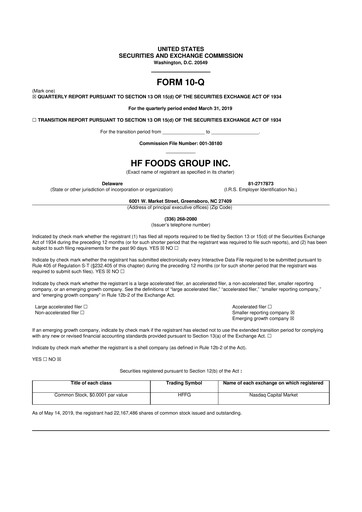 Thumbnail HF Foods Group
 10-Q Quarterly Report FY2019 