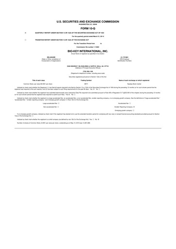 Thumbnail BIO-key International
 10-Q Quarterly Report FY2019 