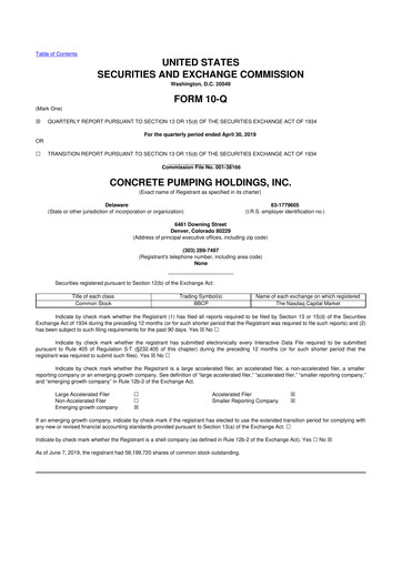 Vorschaubild Concrete Pumping Holdings 10-Q Quartalsbericht 2019 