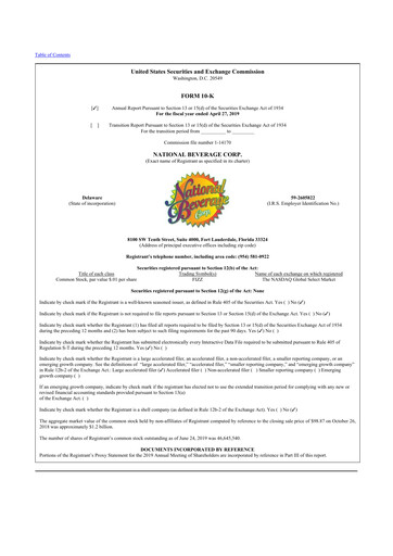 Thumbnail National Beverage
 10-K Annual Report 2019