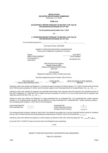 Vorschaubild Bassett Furniture 10-Q Quartalsbericht 2019 