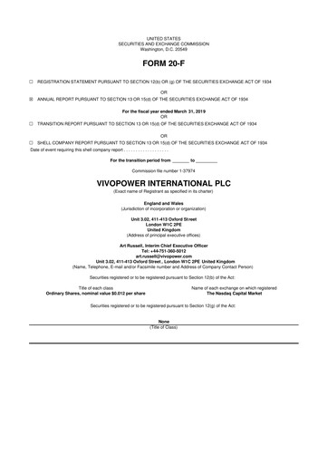 Thumbnail VivoPower 20-F Annual Report 