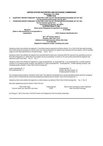 Thumbnail Clipper Realty 10-Q Quarterly Report FY2019 