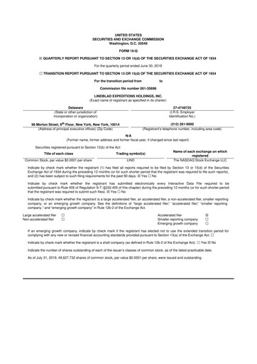 Thumbnail Lindblad Expeditions 10-Q Quarterly Report FY2019 