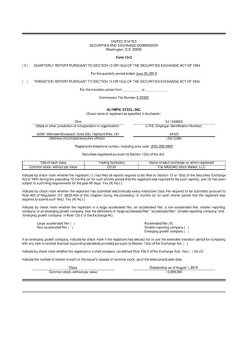 Thumbnail Olympic Steel
 10-Q Quarterly Report FY2019 