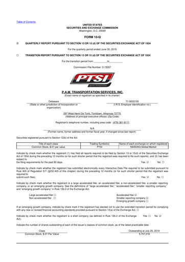 Thumbnail PAMT Corp 10-Q Quarterly Report FY2019 