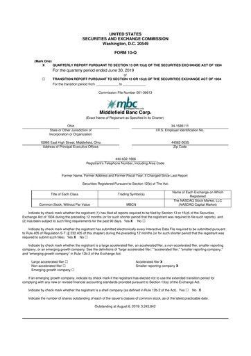 Vorschaubild Middlefield Banc
 10-Q Quartalsbericht 2019 