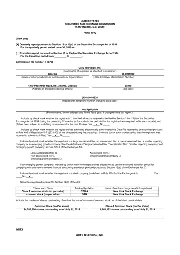 Miniature Gray Media
 10-Q Rapport trimestriel 2019 