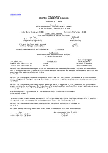 Thumbnail Seneca Foods
 10-Q Quarterly Report FY2020 