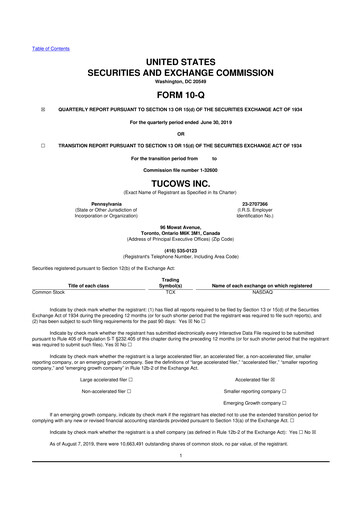 Thumbnail Tucows 10-Q Quarterly Report FY2019 