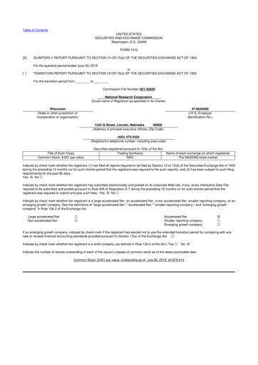 Thumbnail NRC Health
 10-Q Quarterly Report FY2019 