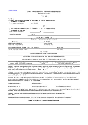 Thumbnail Otter Tail 10-Q Quarterly Report FY2019 