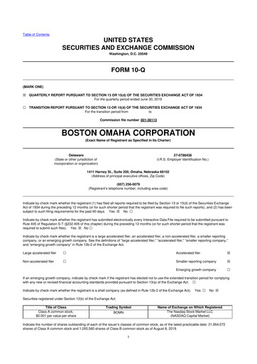 Thumbnail Boston Omaha 10-Q Quarterly Report FY2019 