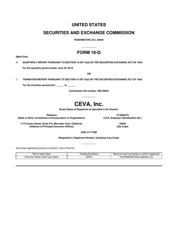 Thumbnail CEVA
 10-Q Quarterly Report FY2019 
