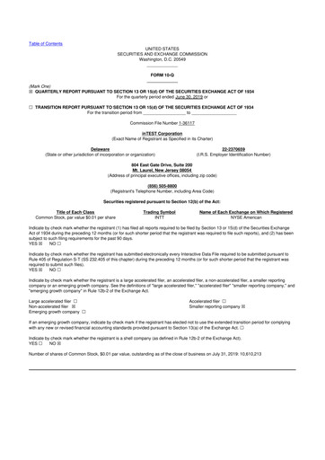 Thumbnail inTEST Corporation 10-Q Quarterly Report FY2019 