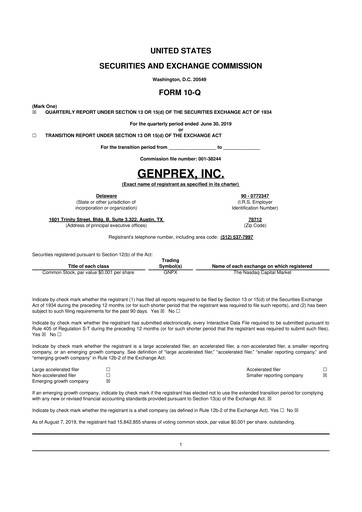 Thumbnail Genprex 10-Q Quarterly Report FY2019 