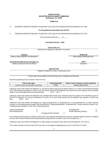 Miniature Crown Crafts 10-Q Rapport trimestriel 2020 