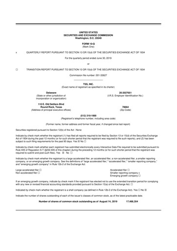 Miniature TSS, Inc. 10-Q Rapport trimestriel 2019 