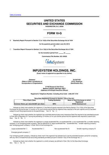 Thumbnail InfuSystem 10-Q Quarterly Report FY2019 