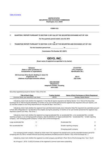 Thumbnail Gevo 10-Q Quarterly Report FY2019 