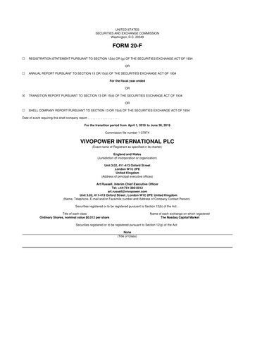 Thumbnail VivoPower 20-F Annual Report 2019