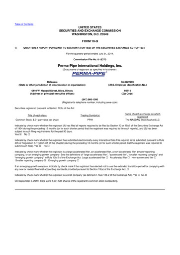 Thumbnail Perma-Pipe International 10-Q Quarterly Report FY2019 