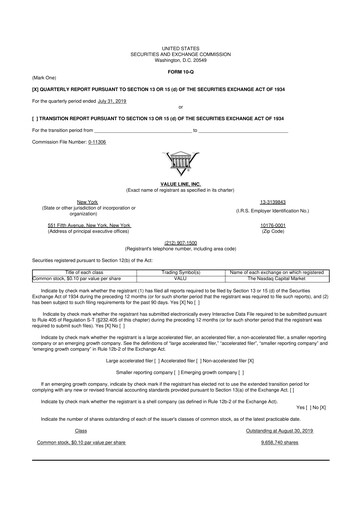 Thumbnail Value Line 10-Q Quarterly Report FY2020 