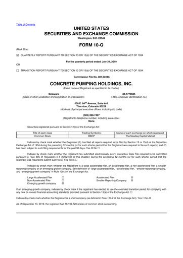 Vorschaubild Concrete Pumping Holdings 10-Q Quartalsbericht 2019 