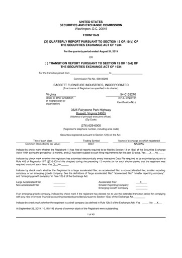 Vorschaubild Bassett Furniture 10-Q Quartalsbericht 2019 