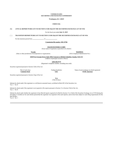 Thumbnail Uranium Energy
 10-K Annual Report 2019