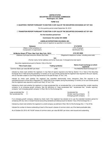 Thumbnail Lindblad Expeditions 10-Q Quarterly Report FY2019 