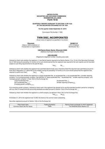 Thumbnail Twin Disc
 10-Q Quarterly Report FY2020 