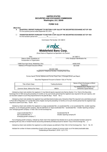 Vorschaubild Middlefield Banc
 10-Q Quartalsbericht 2019 