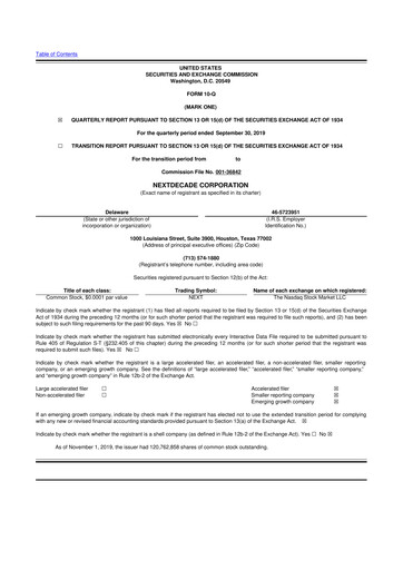 Thumbnail NextDecade Corp 10-Q Quarterly Report FY2019 