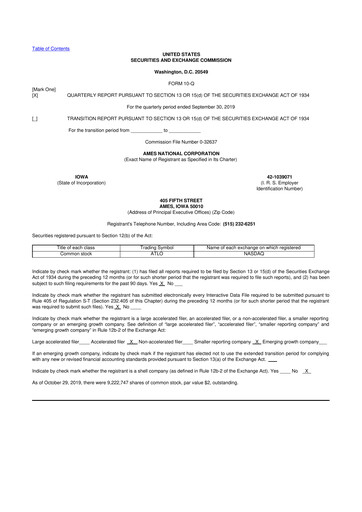 Thumbnail Ames National Corp. 10-Q Quarterly Report FY2019 