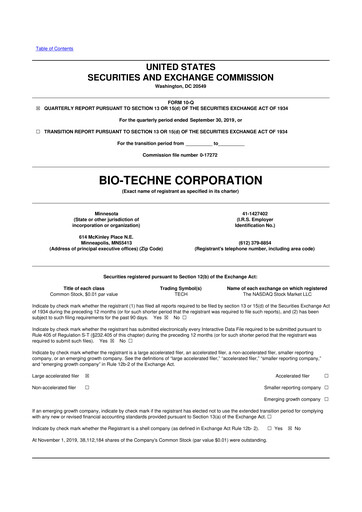 Miniature Bio-Techne 10-Q Rapport trimestriel 2020 