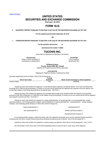 Thumbnail Tucows 10-Q Quarterly Report FY2019 