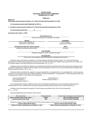 Miniature Gray Media
 10-Q Rapport trimestriel 2019 