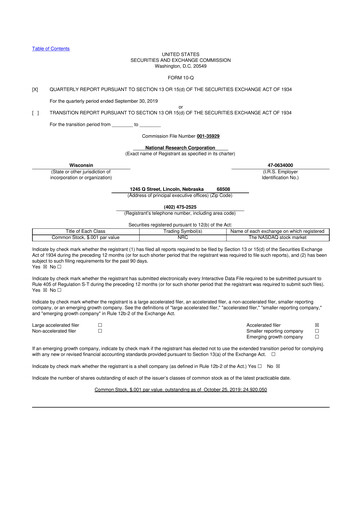 Thumbnail NRC Health
 10-Q Quarterly Report FY2019 