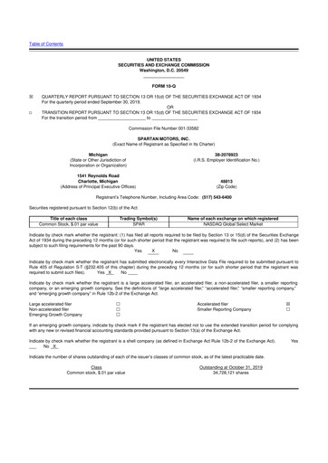 Thumbnail The Shyft Group 10-Q Quarterly Report FY2019 