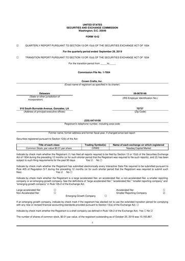 Miniature Crown Crafts 10-Q Rapport trimestriel 2020 