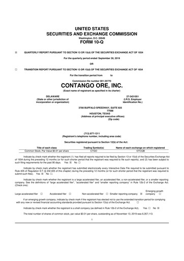 Thumbnail Contango Ore 10-Q Quarterly Report FY2020 