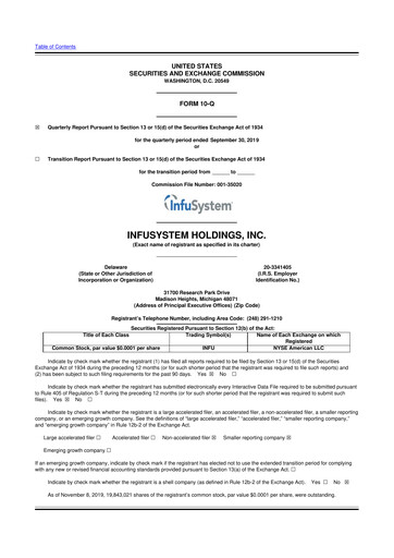 Thumbnail InfuSystem 10-Q Quarterly Report FY2019 
