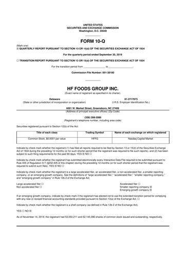 Thumbnail HF Foods Group
 10-Q Quarterly Report FY2019 
