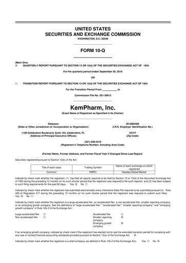 Thumbnail Zevra Therapeutics 10-Q Quarterly Report FY2019 