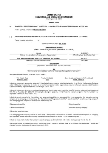 Thumbnail Uranium Energy
 10-Q Quarterly Report FY2020 